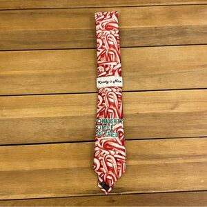 New Men’s Knotty & Nice Candy Cane Christmas Naughty Nice Neck Tie Red White NWT